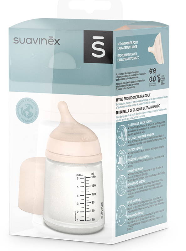 SUAVI BIBERON SPECIALE ALLATTAMENTO ZERO ZERO 180 ML TAGLIA UNICA - Gruppofarmastore.it