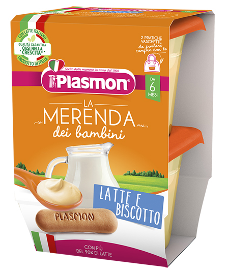 PLASMON LA MERENDA DEI BAMBINI MERENDE LATTE BISCOTTO ASETTICO 2 X 120 G - Gruppofarmastore.it