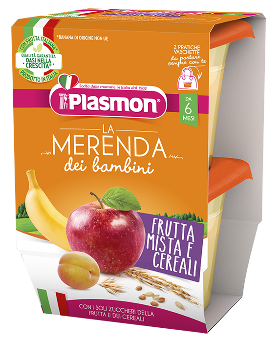 PLASMON LA MERENDA DEI BAMBINI MERENDE FRUTTA CEREALI ASETTICO 2 X 120 G - Gruppofarmastore.it