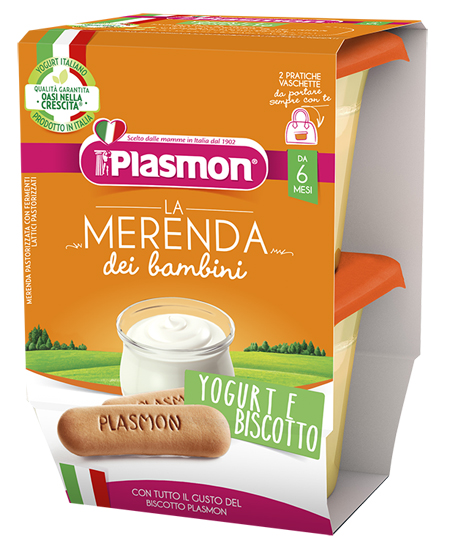 PLASMON LA MERENDA DEI BAMBINI SAPORE DI NATURA YOGURT BISCOTTO ASETTICO 2 X 120 G - Gruppofarmastore.it
