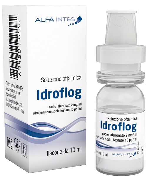 SOLUZIONE OFTALMICA IDROFLOG ACIDO IALURONATO 2 MG/ML E IDROCORTISONE SODIO FOSFATO 10 MCG/ML 10 ML - Gruppofarmastore.it