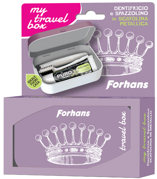 FORHANS MY TRAVEL BOX CORONA ROSA 1 SPAZZOLINO + 1 DENTIFRICIO BLACK 12 ML - Gruppofarmastore.it