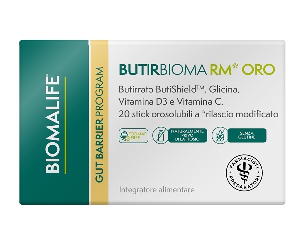 BIOMALIFE BUTIRBIOMA RM ORO 20 STICK OROSOLUBILI SENZA EDULCORANTI SENZA ZUCCHERI AGGIUNTI SENZA GLUTINE NATURALMENTE PRIVO DI LATTOSIO - Gruppofarmastore.it