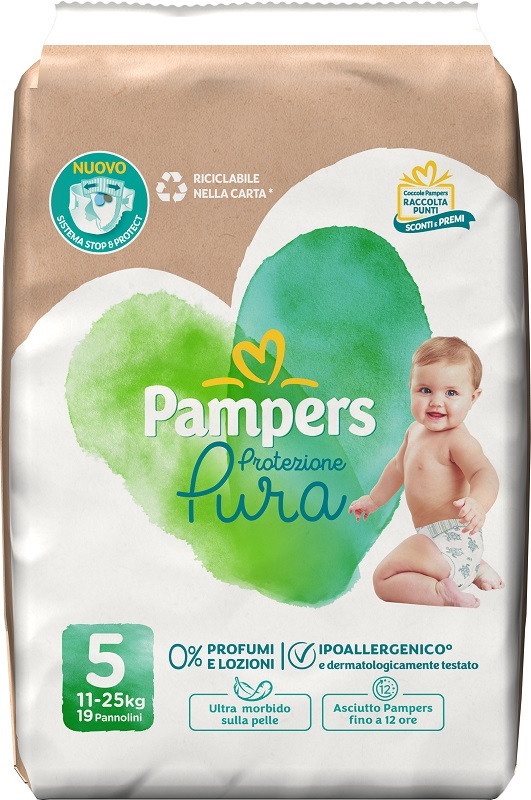 PAMPERS PROTEZIONE PURA JUNIOR PANNOLINI 19 PEZZI - Gruppofarmastore.it