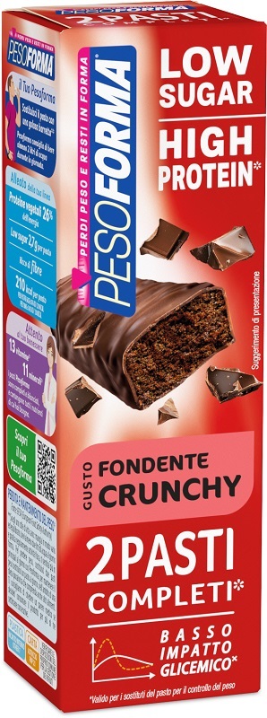 PESOFORMA BARRETTE PASTI LOW SUGAR FONDENTE CRUNCHY 2 PEZZI - Gruppofarmastore.it