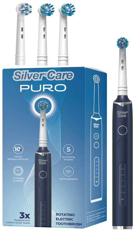 SILVERCARE SPAZZOLINO ELETTRICO PURO + 3 TESTINE - Gruppofarmastore.it