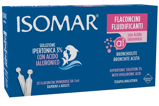 ISOMAR FLACONCINI FLUIDIFICANTI SOLUZIONE IPERTONICA 30%+ACIDO IALURONICO 20 FLACONCINI DA 5 ML - Gruppofarmastore.it