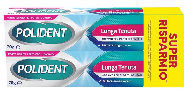ADESIVO PROTESI DENTALI POLIDENT LUNGA TENUTA 2 TUBETTI X 70 G - Gruppofarmastore.it