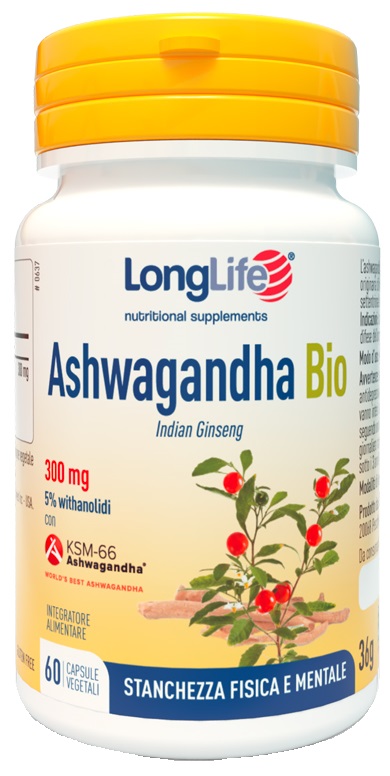 LONGLIFE ASHWAGANDHA BIO 5% 300 MG 60 CAPSULE VEGETALI - Gruppofarmastore.it