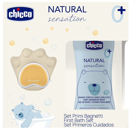 CHICCO NATURAL SENSATION SET DETERGENTE 200 ML + SPUGNA - Gruppofarmastore.it