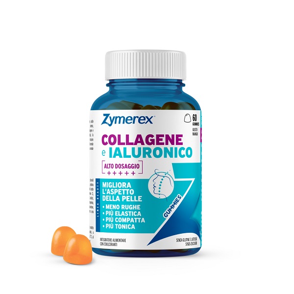 ZYMEREX COLLAGENE IALURONICO 60 GUMMIES GUSTO MANGO CON EDULCORANTI SENZA ZUCCHERI SENZA GLUTINE SENZA LATTOSIO - Gruppofarmastore.it