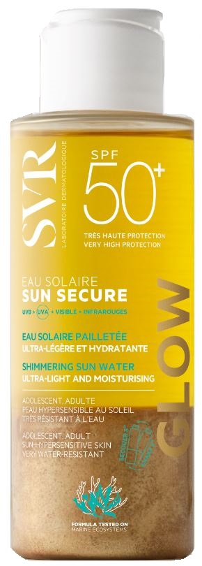 SUN SECURE EAU SOLAIRE GLOW SPF50+ ACQUA SOLARE BRILLANTINI ULTRA LEGGERA E IDRATANTE 100 ML - Gruppofarmastore.it