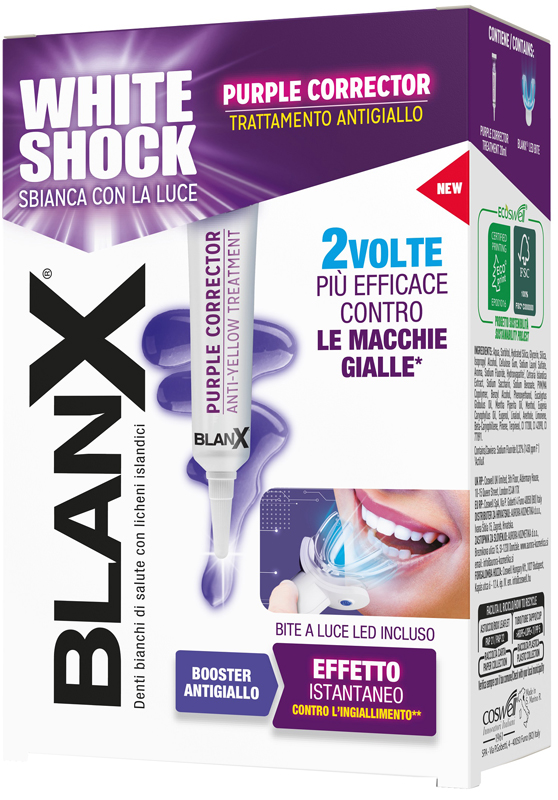BLANX WHITE SHOCK PURPLE 20 ML + LED BITE - Gruppofarmastore.it