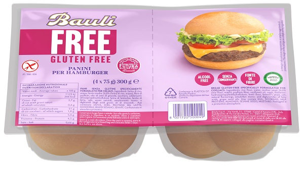 BAULI FREE PANINI HAMBURGER 4 PEZZI DA 75 G - Gruppofarmastore.it
