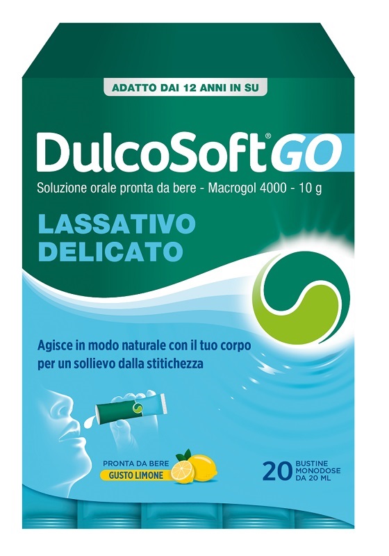 DULCOSOFT GO 20 BUSTINE DA 20 ML GUSTO LIMONE SENZA ZUCCHERO SENZA GLUTINE SENZA LATTOSIO - Gruppofarmastore.it