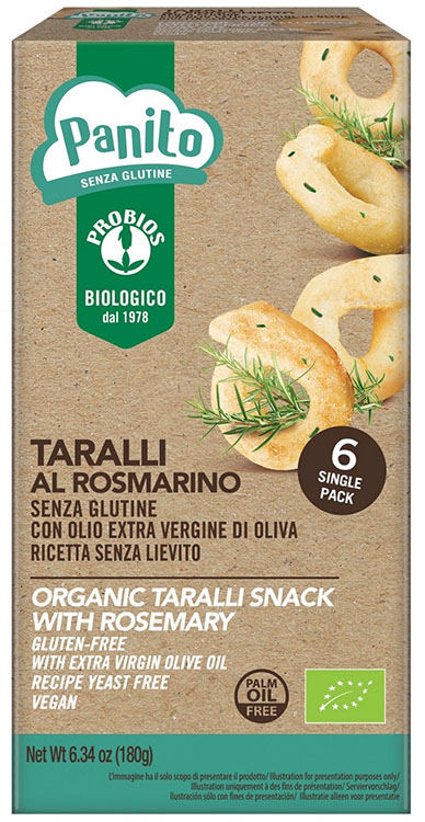 PANITO TARALLI ROSMARINO SENZA GLUTINE E SENZA LIEVITO 180 G - Gruppofarmastore.it