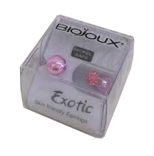 ORECCHINO STERILE BJE608 CRYSTAL BALL/ROSE DROP - Gruppofarmastore.it