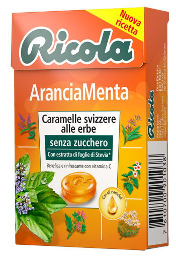 RICOLA ARANCIA MENTA SENZA ZUCCHERO 50 G - Gruppofarmastore.it