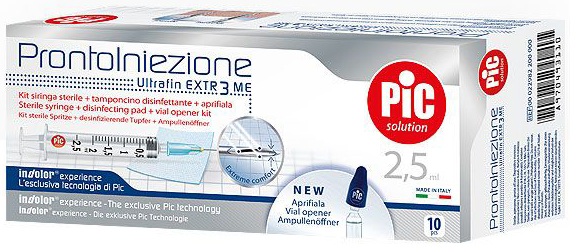 SIRINGA PIC SOLUTION PRONTO INIEZIONE 2,5 ML AGO GAUGE 23 1 1/4 10 PEZZI - Gruppofarmastore.it