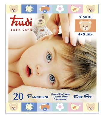 TRUDI BABY CARE PANNOLINI DRY FIT MIDI 4/9 KG 20 PEZZI - Gruppofarmastore.it