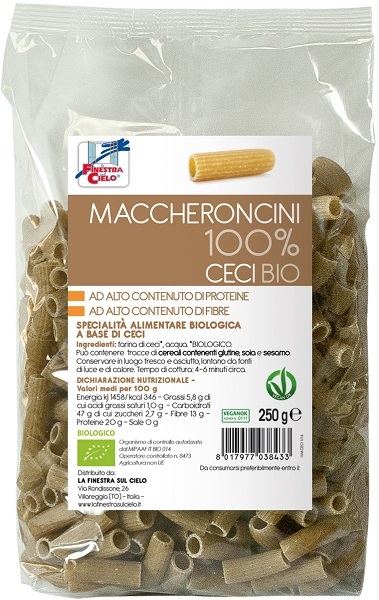 LA FINESTRA SUL CIELO MACCHERONCINI CECI 100% BIO 250 G - Gruppofarmastore.it