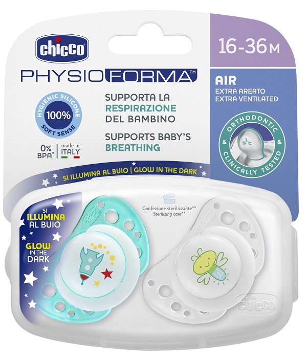 CHICCO SUCCHIETTO AIR LUMI IN SILICONE 16-36 MESI 2 PEZZI - Gruppofarmastore.it