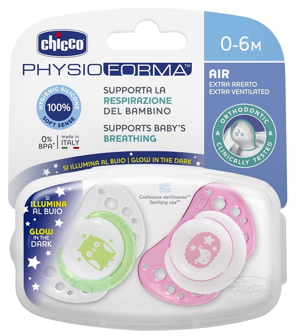 CHICCO SUCCHICCO AIR LUM SILICONE 0-6 MESI 2 PEZZI - Gruppofarmastore.it