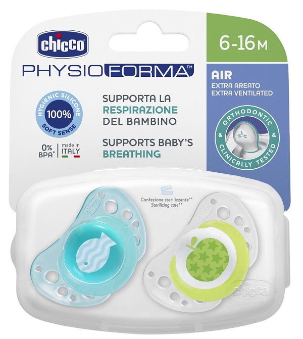 CHICCO SUCCHIETTO AIR BOY IN SILICONE 6-16 MESI 2 PEZZI - Gruppofarmastore.it