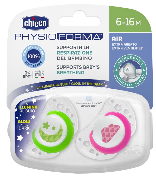 CHICCO SUCCHIETTO AIR LUMI IN SILICONE 6-16 MESI 2 PEZZI - Gruppofarmastore.it