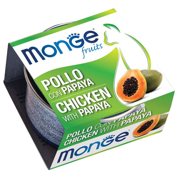MONGE FRUITS POLLO CON PAPAYA 80 G - Gruppofarmastore.it