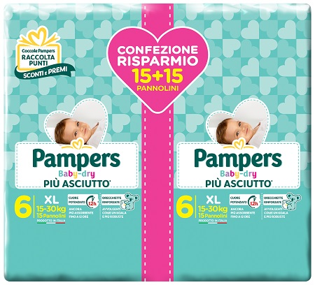 PAMPERS BABY DRY DUO DWCT XL 30 PEZZI - Gruppofarmastore.it