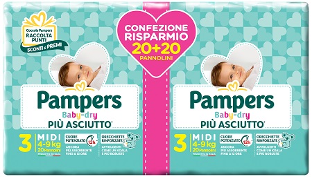 PAMPERS BABY DRYDUO DWCT MIDI 40 PEZZI - Gruppofarmastore.it