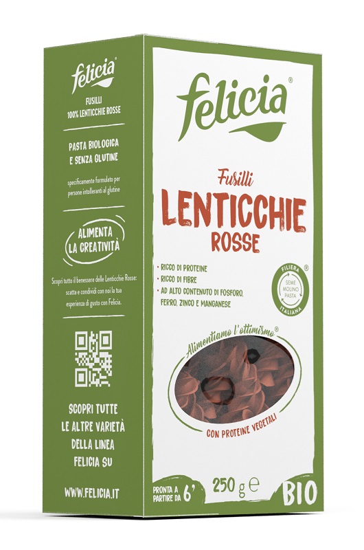 FELICIA BIO FUSILLI DI LENTICCHIE ROSSE 250 G - Gruppofarmastore.it