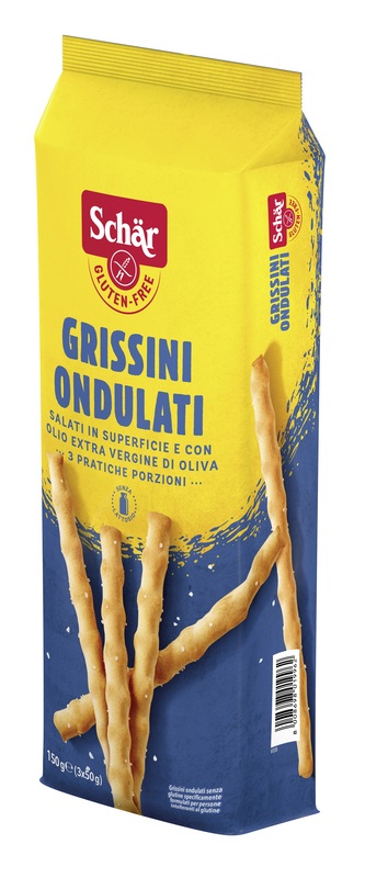 SCHAR GRISSINI ONDULATI SALATI IN SUPERFICIE 3 PORZIONI DA 50 G - Gruppofarmastore.it