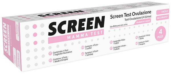 TEST RAPIDO CHE RILEVA TRAMITE URINA L'ORMONE LH INDIVIDUANDO IL PERIODO DI OVULAZIONE 4 PEZZI SCREEN MAMMA TEST OVULAZIONE - Gruppofarmastore.it