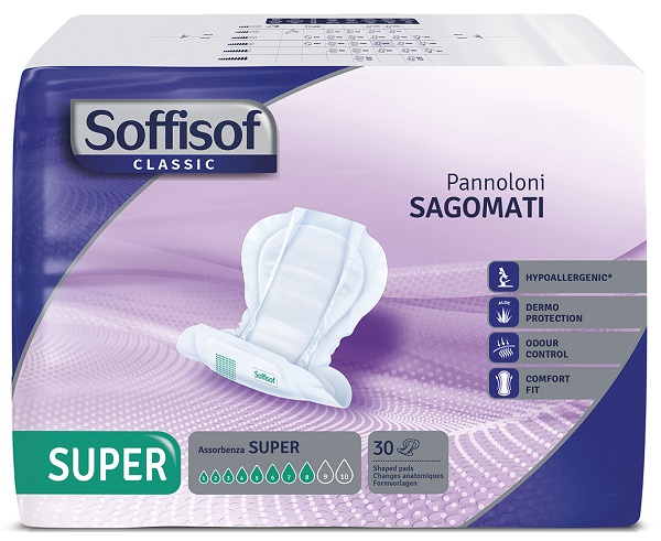PANNOLONE SOFFISOF CLASSIC SAGOMATO SUPER 30 PEZZI - Gruppofarmastore.it