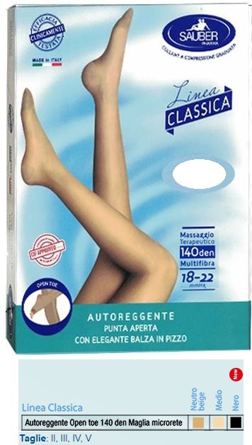 SAUBER AUTOREGGENTE OPEN TOE MAGLIA MICRORETE 140 DEN COLORE NEUTRO BEIGE TAGLIA 3 LINEA CLASSICA - Gruppofarmastore.it