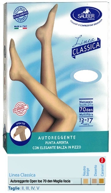 SAUBER AUTOREGGENTE OPEN TOE MAGLIA LISCIA 70 DEN COLORE DESERTO TAGLIA 5 LINEA CLASSICA - Gruppofarmastore.it