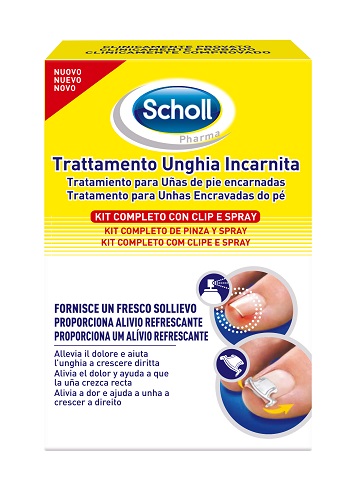 SCHOLL KIT TRATTAMENTO UNGHIA INCARNITA CONTENENTE SPRAY NEBULIZZATORE RINFRESCANTE 22 ML, COLLA PER UNGHIE 8 G, 10 CLIP RADDRIZZA UNGHIA - Gruppofarmastore.it