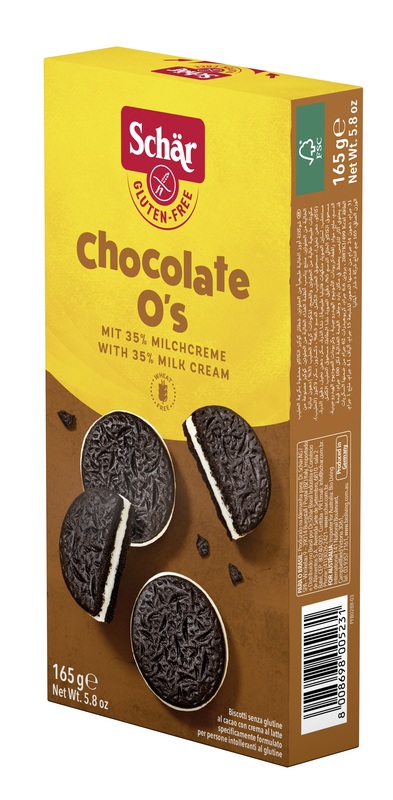 SCHAR CHOCOLATE O'S BISCOTTI AL CACAO CON CREMA AL LATTE 165 G - Gruppofarmastore.it