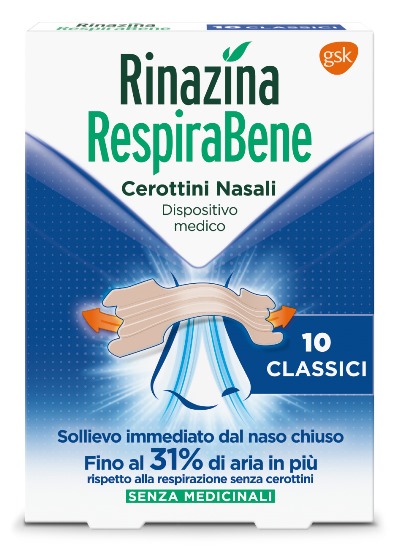 RINAZINA RESPIRABENE CEROTTI NASALI CLASSICI CARTON 10 PEZZI - Gruppofarmastore.it