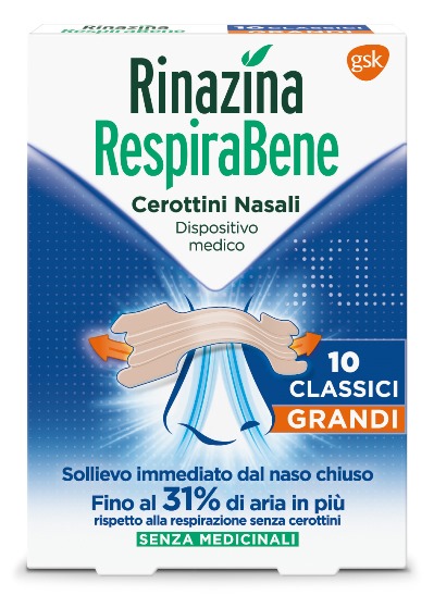 RINAZINA RESPIRABENE CEROTTI NASALI CLASSICI GRANDI CARTON 10 PEZZI - Gruppofarmastore.it