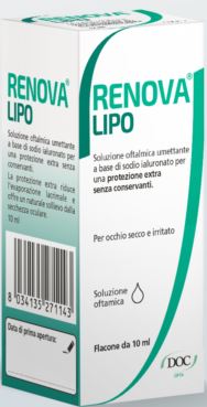 RENOVA COLLIRIO SOSTITUTO LACRIMALE A BASE DI ACIDO IALURONICO 0,4% E LIPIDI FLACONE DA 10 ML SENZA CONSERVANTI - Gruppofarmastore.it