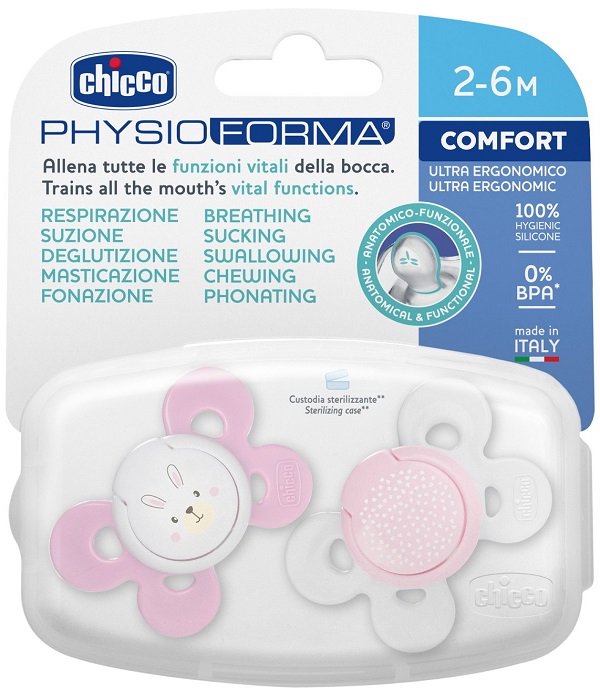 CHICCO SUCCHIETTO COMFORT GIRL SILICONE 0-6 MESI 2 PEZZI - Gruppofarmastore.it