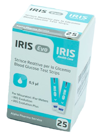 STRISCE MISURAZIONE GLICEMIA IRIS EVO 25 PEZZI - Gruppofarmastore.it
