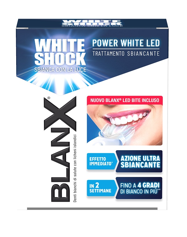 BLANX WHITE SHOCK TRATTAMENTO SBIANCANTE POWER WHITE 30 ML + LED BITE - Gruppofarmastore.it