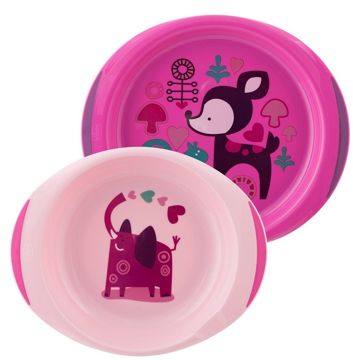 CHICCO PIATTO FONDO E PIANO 12 MESI+ ROSA/VERDE - Gruppofarmastore.it