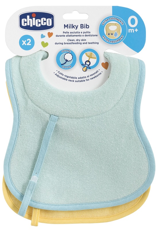 CHICCO BAVAGLINE 0M+ 2PZ AZZURRO - Gruppofarmastore.it