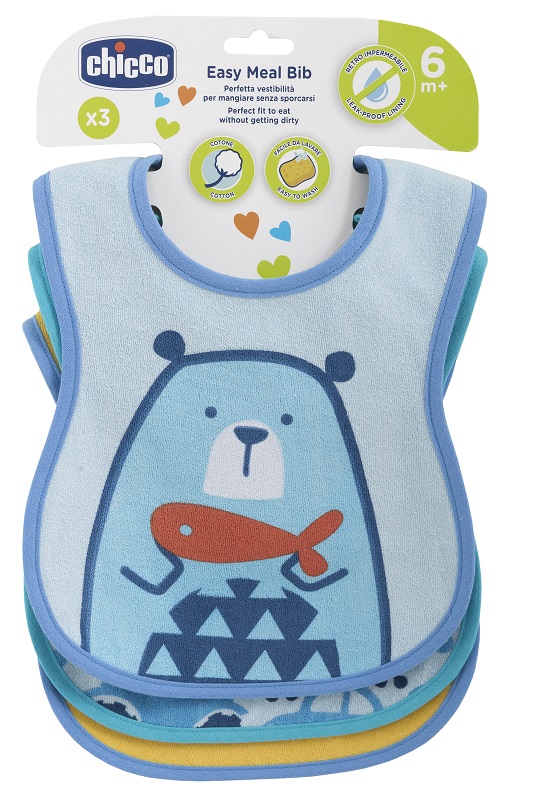 CHICCO BAVAGLINO PAPPA 6M 3 PEZZI BOY - Gruppofarmastore.it