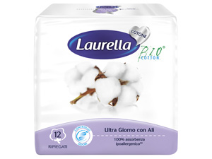 ASSORBENTE LAURELLA IN COTONE ULTRA GIORNO CON ALI 12 PEZZI - Gruppofarmastore.it